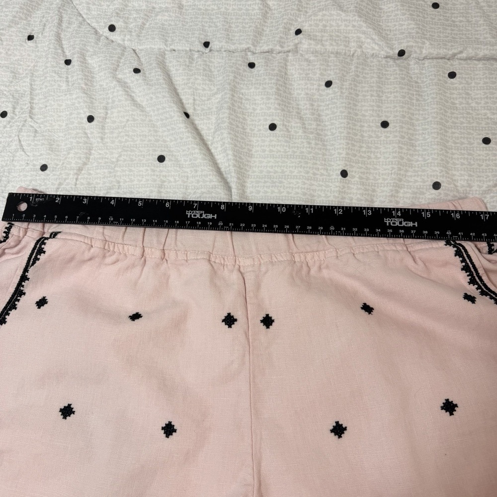 Madewell Pink Linen Pull On Shorts Embroidered Detail Lined Sz XL - Picture 3 of 7